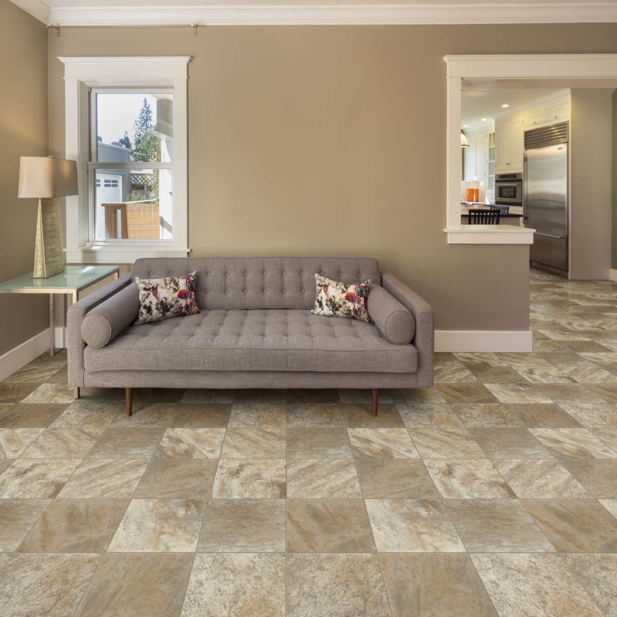 Congoleum ArmorCore Valley Path 12-ft W Cut-to-Length Quicksand Stone Look Low-Gloss Finish Sheet Vinyl