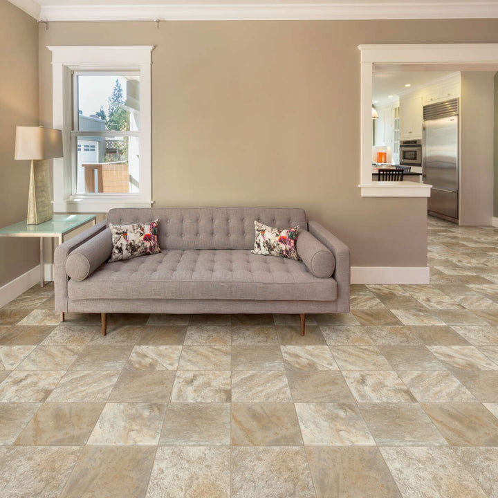 Congoleum (Sample) ArmorCore Pro UR Valley Path Quicksand Waterproof Stone Look Glue Down Sheet Vinyl