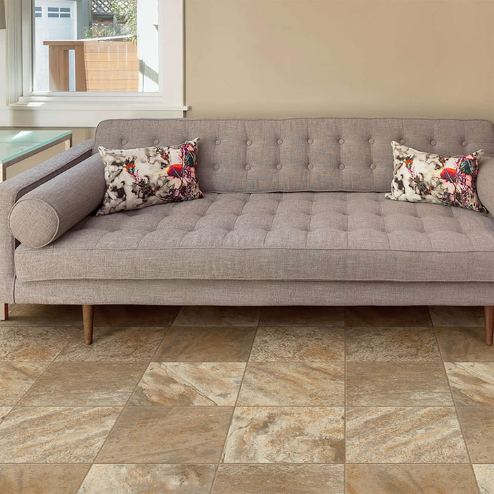 Congoleum (Sample) ArmorCore Pro UR Valley Path Sandy Brown Waterproof Stone-Look Glue-Down Sheet Vinyl