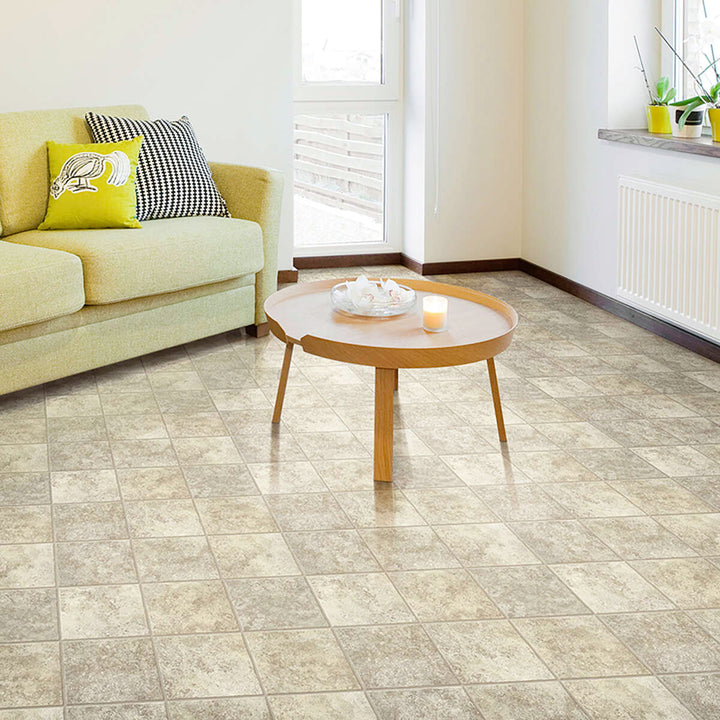 Congoleum ArmorCore Pro UR Contempo Sandrift Tan Sheet Vinyl, 12-ft Width, Cut-to-Length, Low-Gloss Stone Look