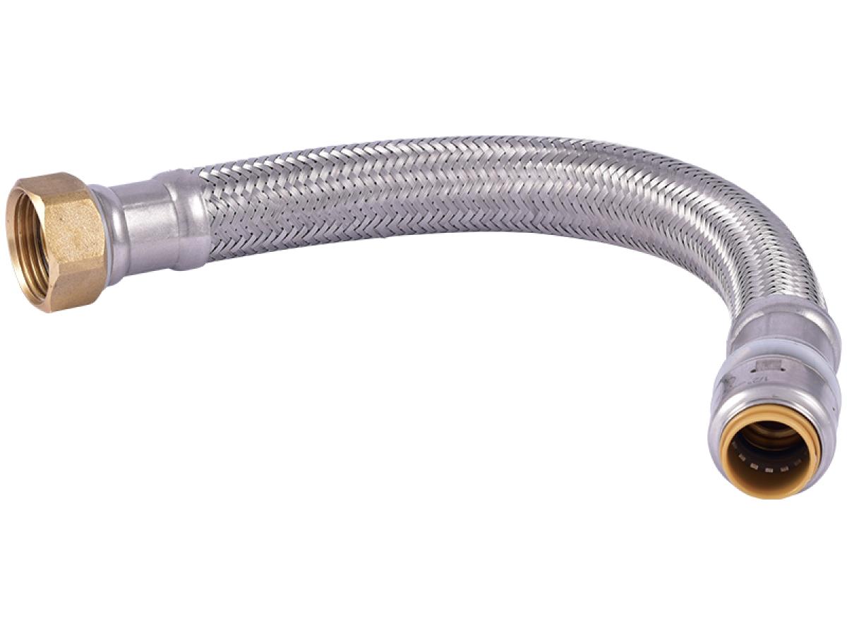 SharkBite 3/4 in. Push-to-Connect x FIP 18 in. Braided Stainless Steel Water Heater Connector with Integrated Ball Valve (2-Pack)
