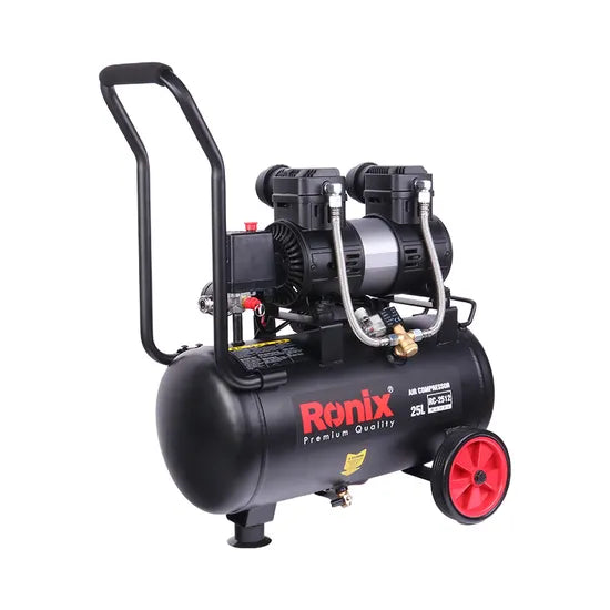 Ronix Ultra Quiet Oil-Free 25L Electric Industrial Hose Upright Air Compressor
