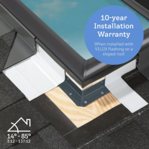 VELUX Electric Venting Deck Mount Skylight - White Solar Powered Shade image 3