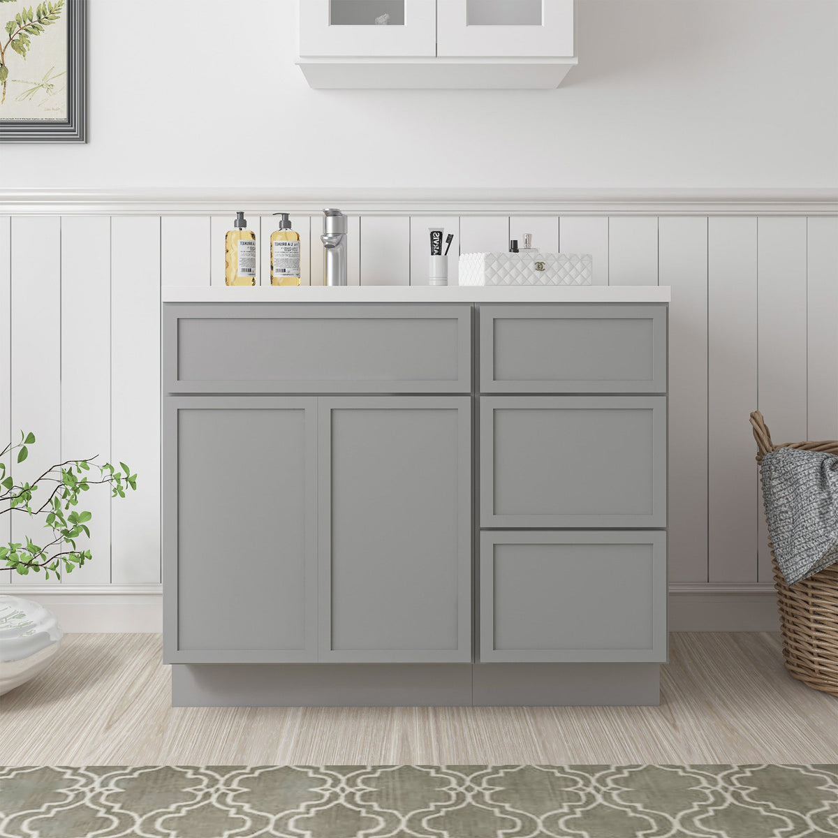 Vanity Art 15 in. W x 21 in. D x 32.5 in. H 3-Drawer Bath Vanity Cabinet Only in Brown, 39 in. Combo