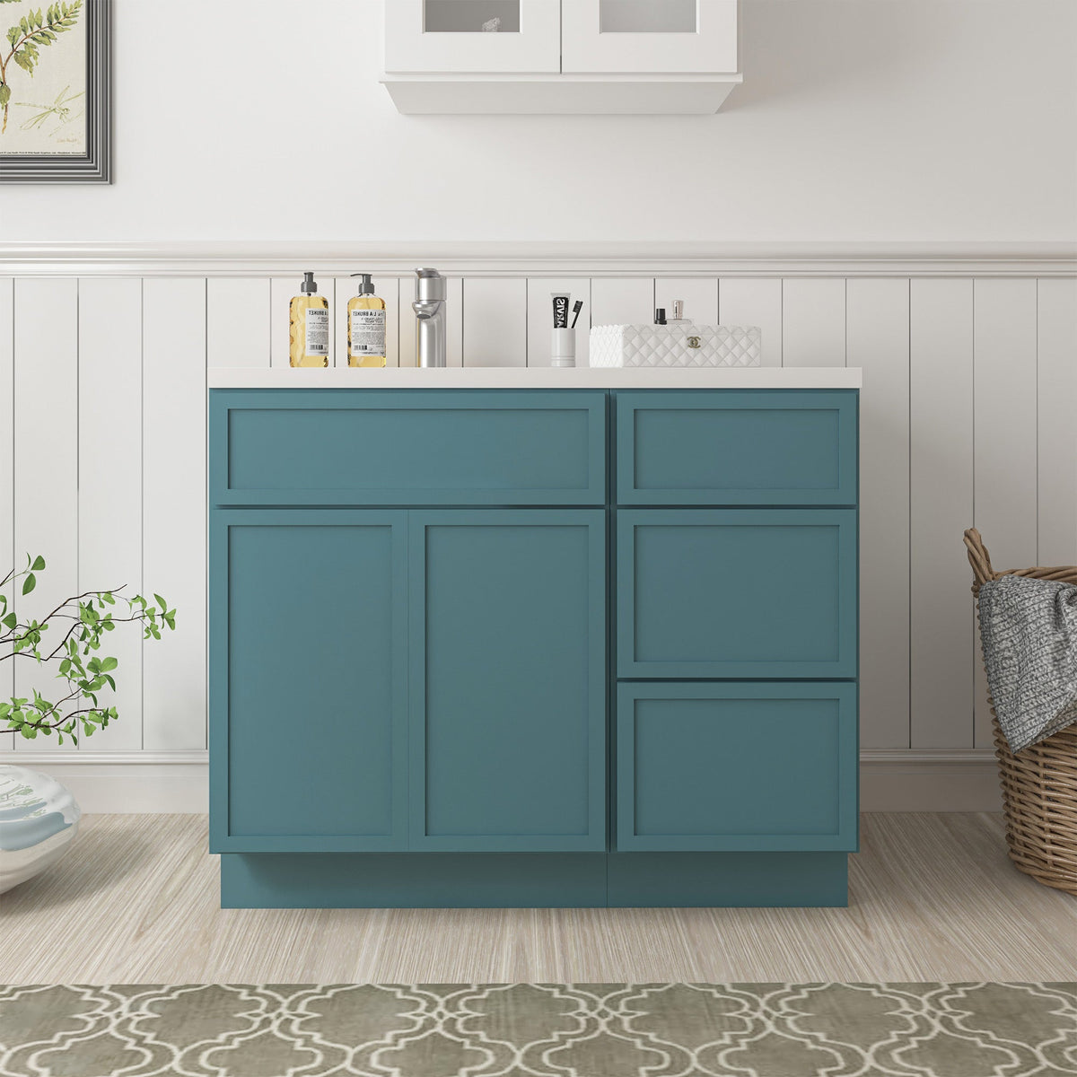 Vanity Art 15 in. W x 21 in. D x 32.5 in. H 3-Drawer Bath Vanity Cabinet Only in Brown, 39 in. Combo