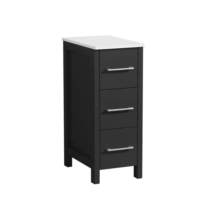 Vanity Art 12 in. W x 18.5 in. D x 30 in. H Bath Vanity Side Cabinet in Espresso with Engineered Marble Top