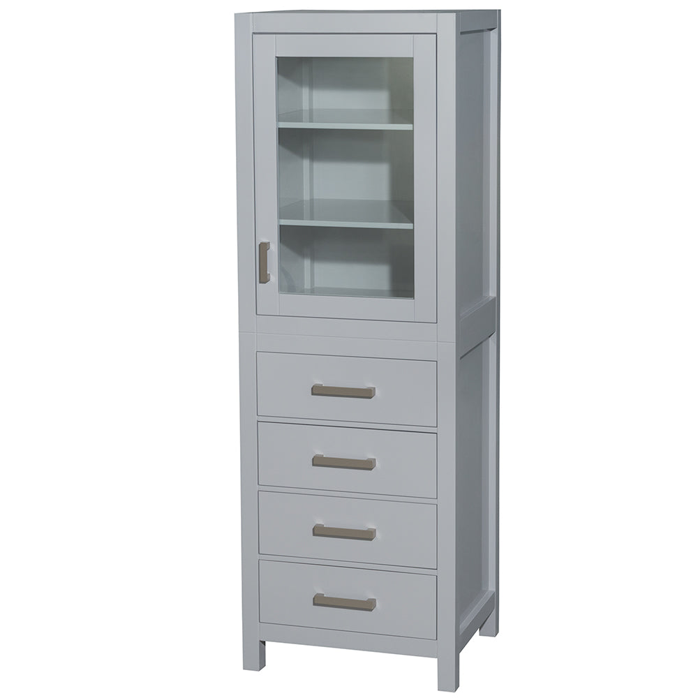 Wyndham Collection Sheffield 24" Dark Gray Linen Cabinet with Brushed Chrome Trim
