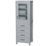 Wyndham Collection Sheffield 24" Dark Gray Linen Cabinet with Brushed Chrome Trim