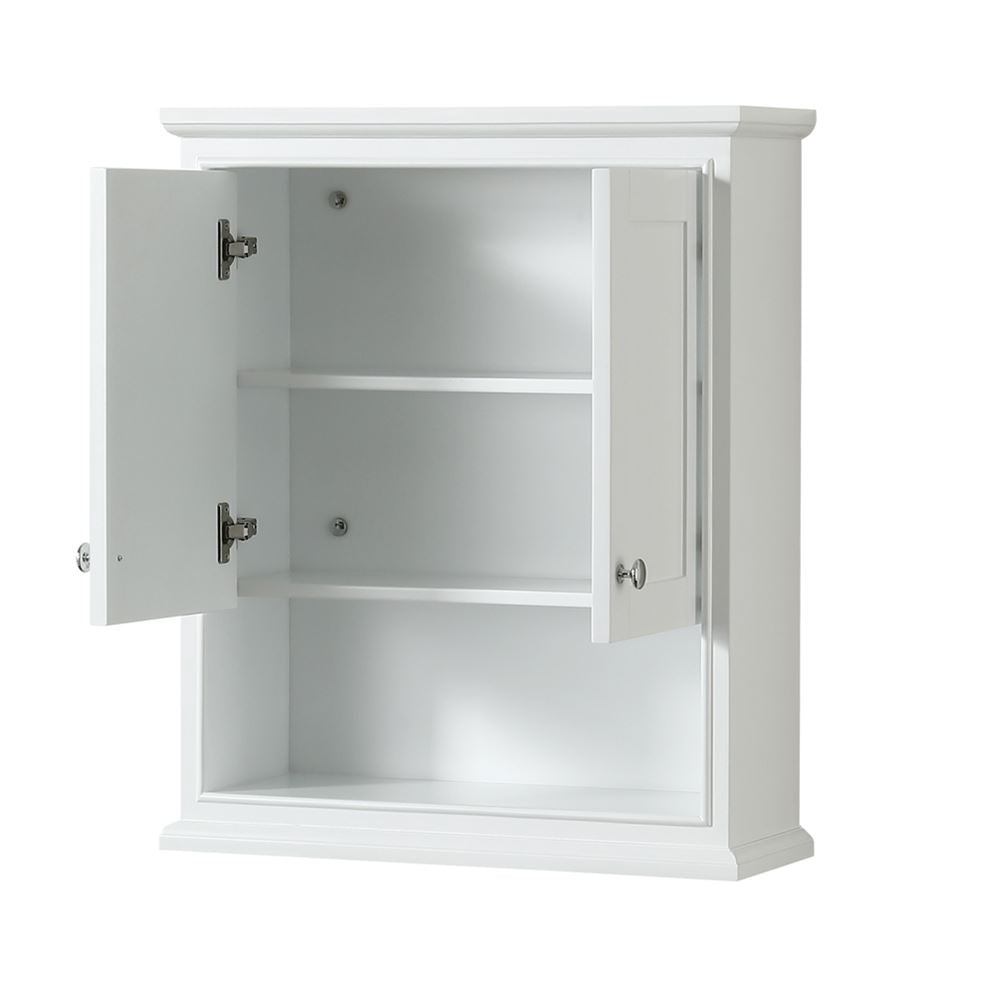 Wyndham Collection Deborah 25-in W x 30-in H x 9-in D White Bathroom Wall Cabinet