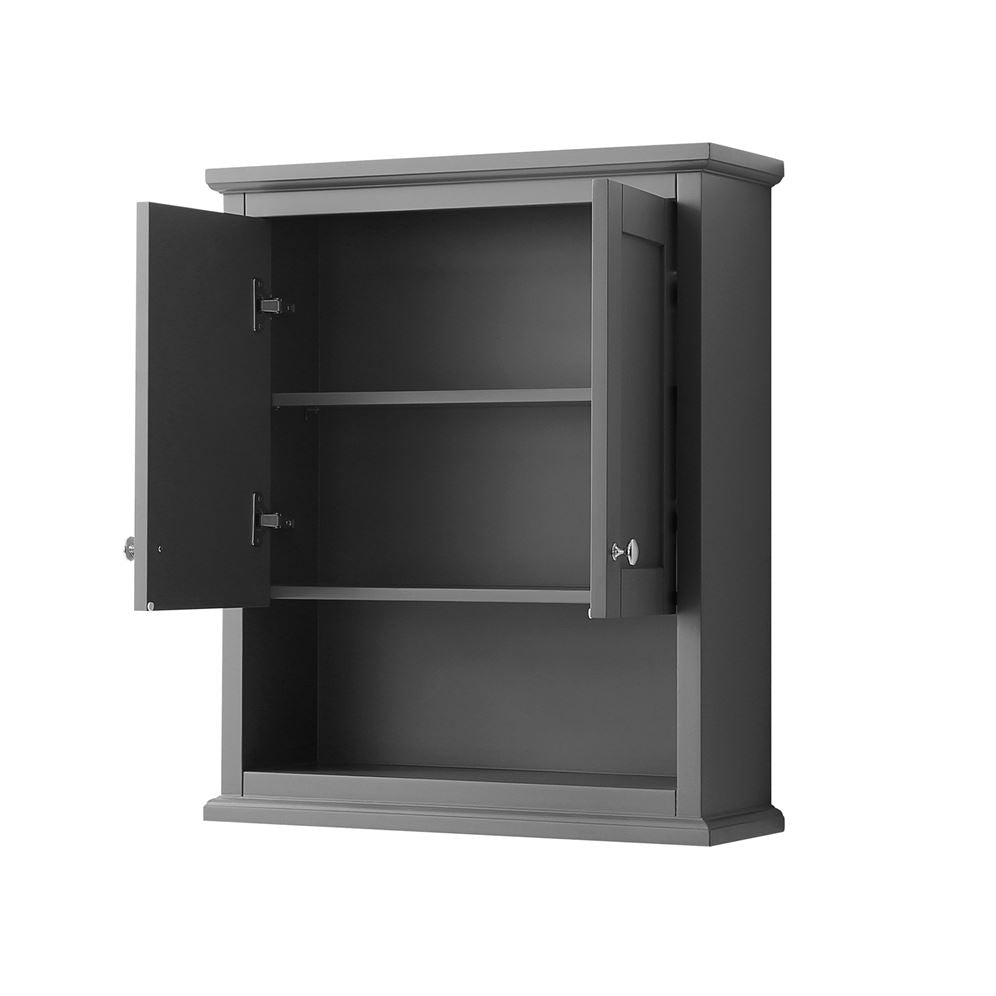 Wyndham Collection Avery 25"W x 9"D x 30"H Dark Gray Bathroom Wall Cabinet