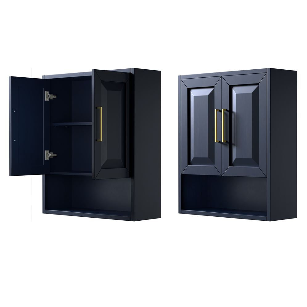 Wyndham Collection Daria 25"W x 9"D Dark Blue Over-the-Toilet Wall Storage Cabinet