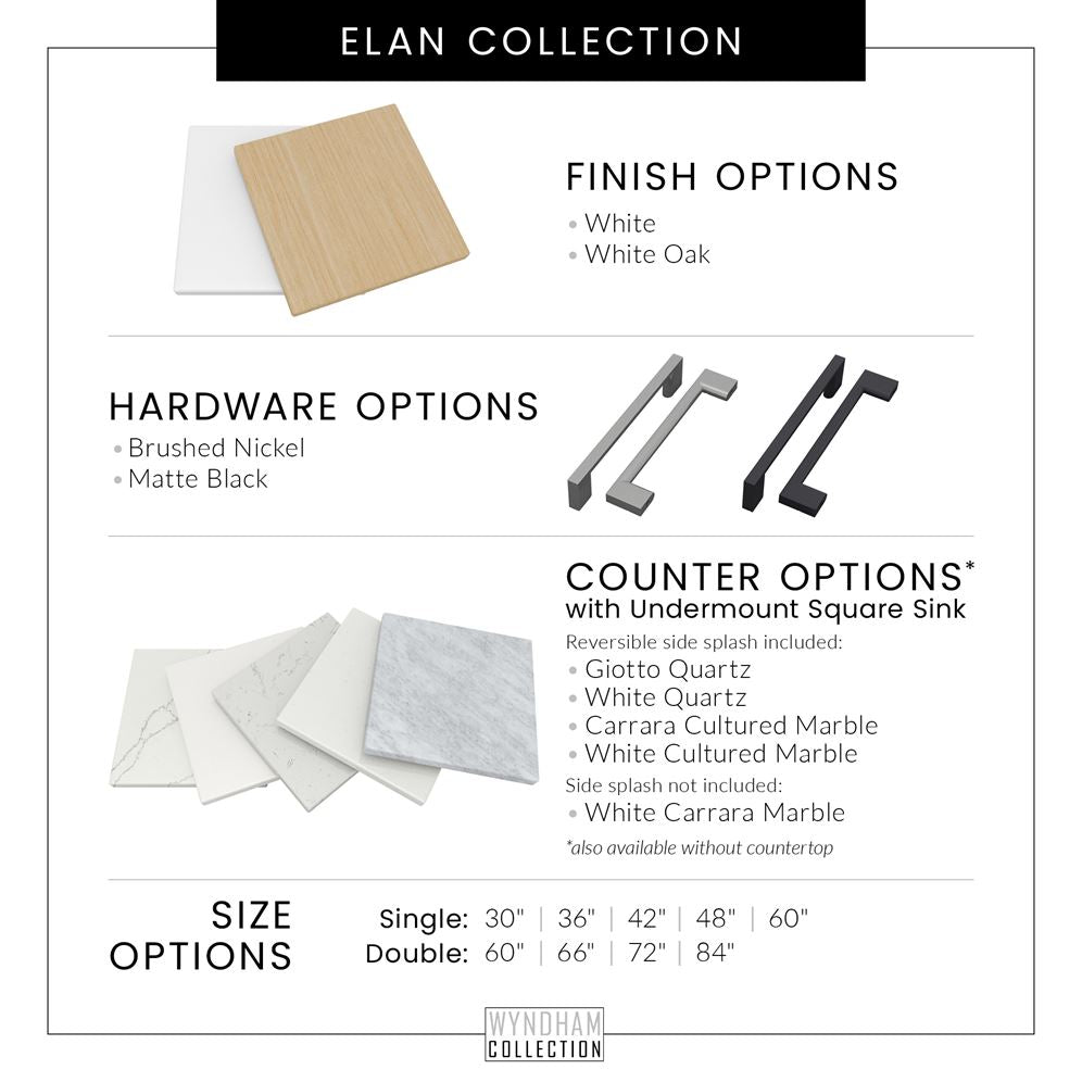 Wyndham Collection Elan 30" White Oak Bathroom Vanity with Quartz Top