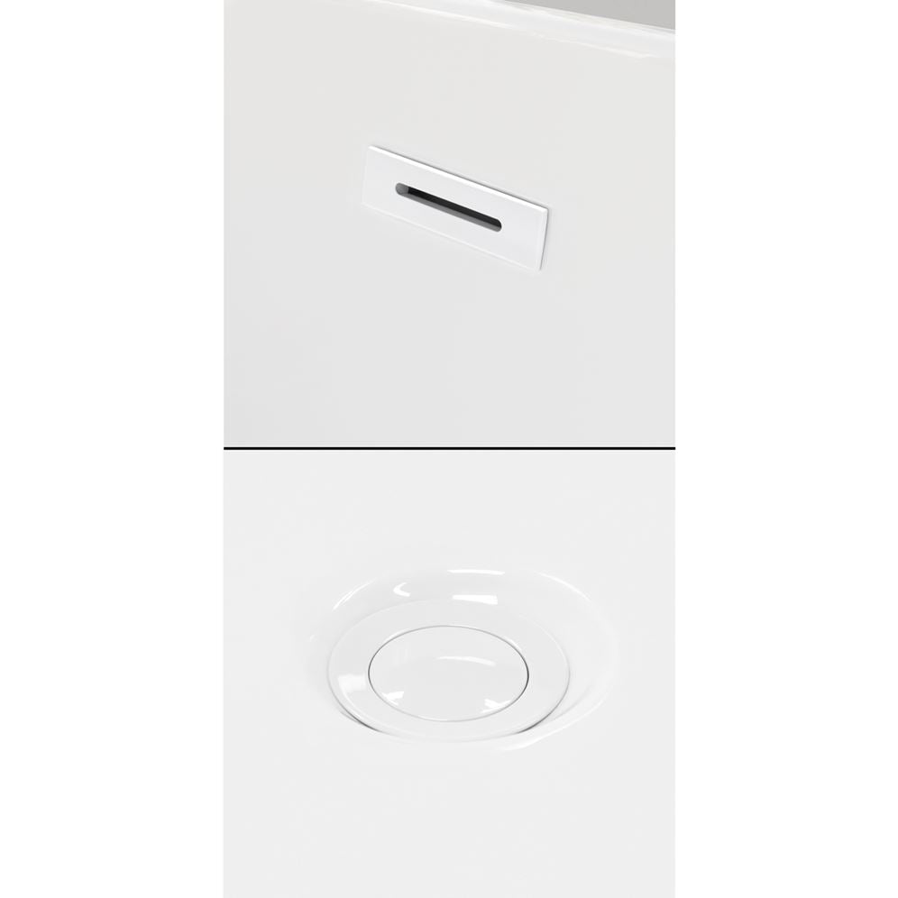Rebecca 65 in. Acrylic Flatbottom Freestanding Soaking Bathtub in White with Shiny White Trim
