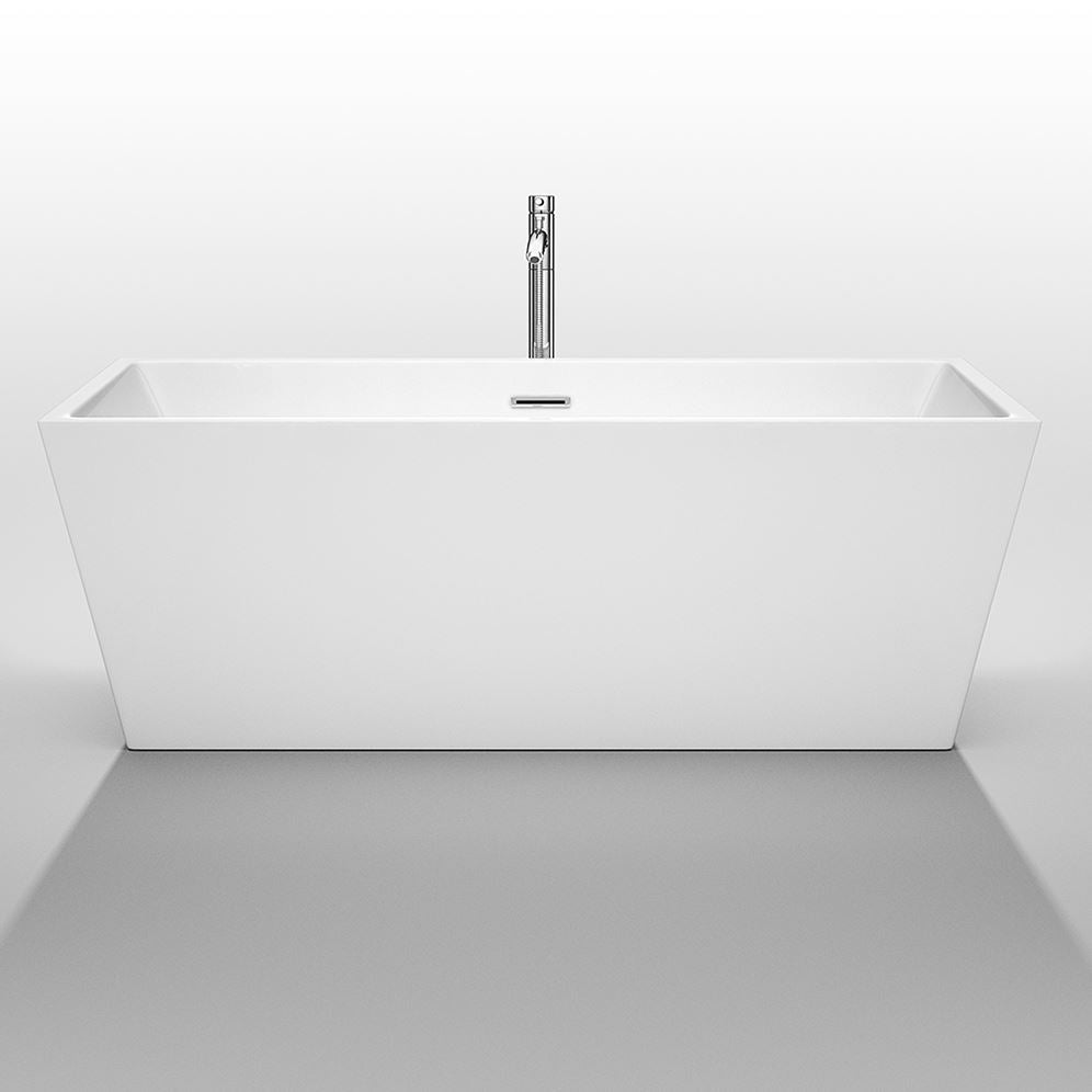 Wyndham Collection Sara 67 in. Acrylic Freestanding Soaking Tub in White