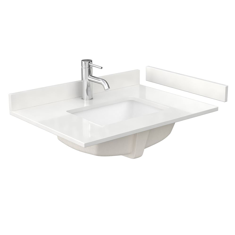 Wyndham Collection Elan 30" White Oak Bathroom Vanity with Quartz Top