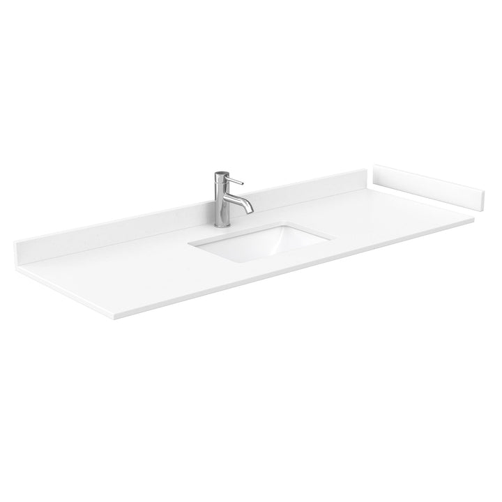 Wyndham Collection 60 in. White Cultured Marble Vanity Top with Undermount Square Basin and Backsplash