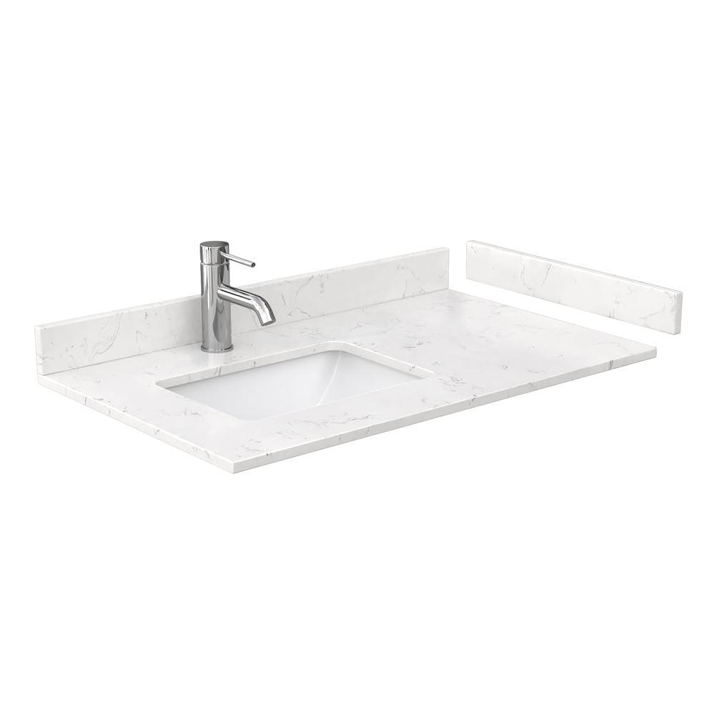 Wyndham Collection Beckett 36" Single Sink Bathroom Vanity in Dark Blue with Cultured Marble Top
