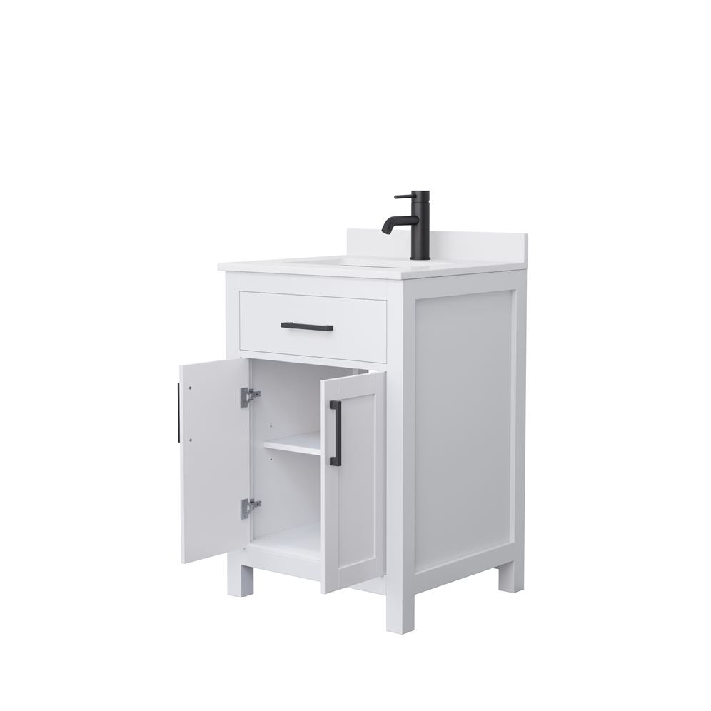 Wyndham Collection Beckett 24" Freestanding White Bath Vanity with Quartz Top