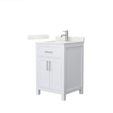 Wyndham Collection Beckett 24" Freestanding White Bath Vanity with Quartz Top