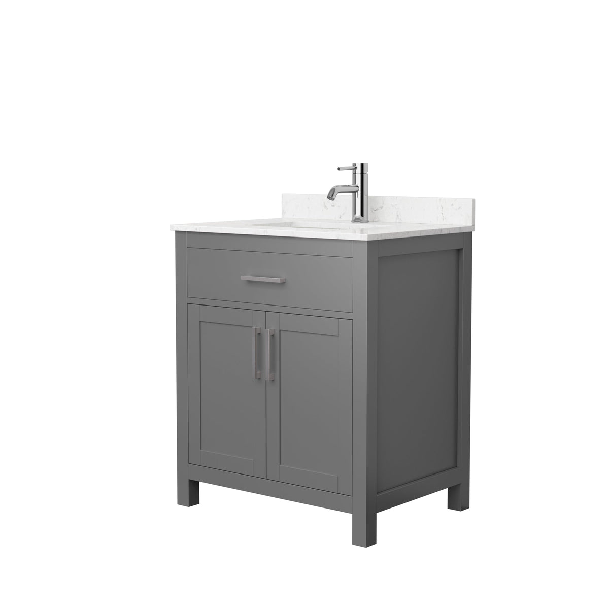 Wyndham Collection Beckett 30" Dark Gray Bathroom Vanity with White Cultured Marble Top