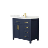 Wyndham Collection Beckett 36" Single Sink Bathroom Vanity in Dark Blue with Cultured Marble Top