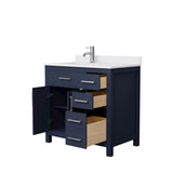 Wyndham Collection Beckett 36" Single Sink Bathroom Vanity in Dark Blue with Cultured Marble Top