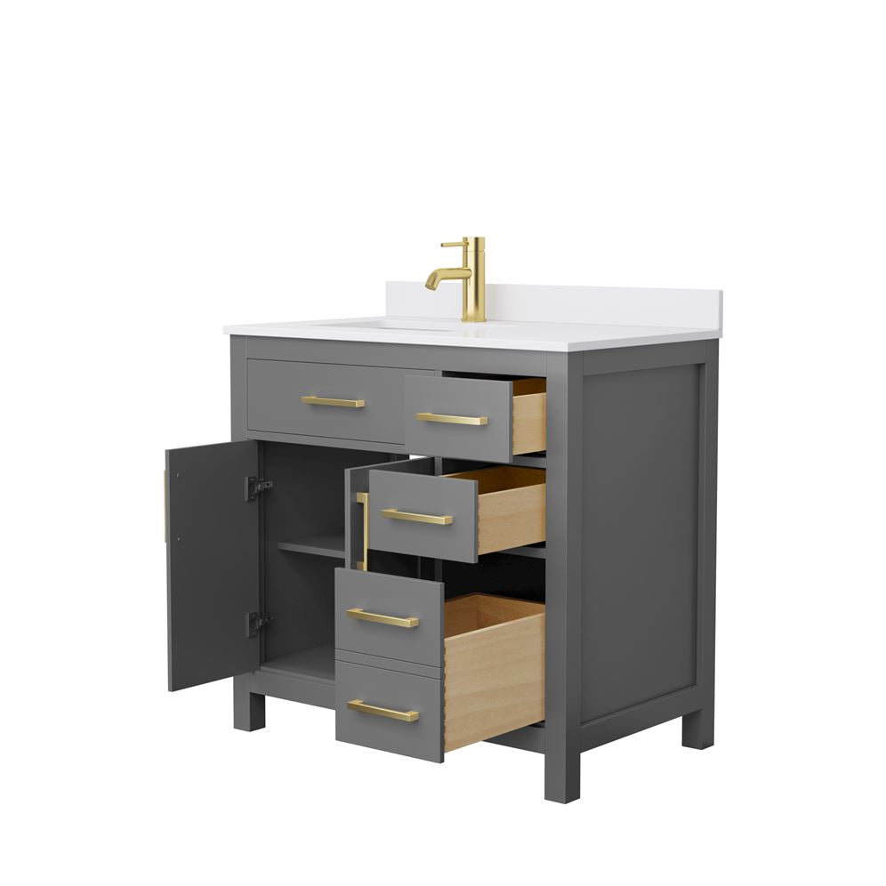 Wyndham Collection Beckett 36" Bathroom Vanity in Dark Gray with Cultured Marble Top