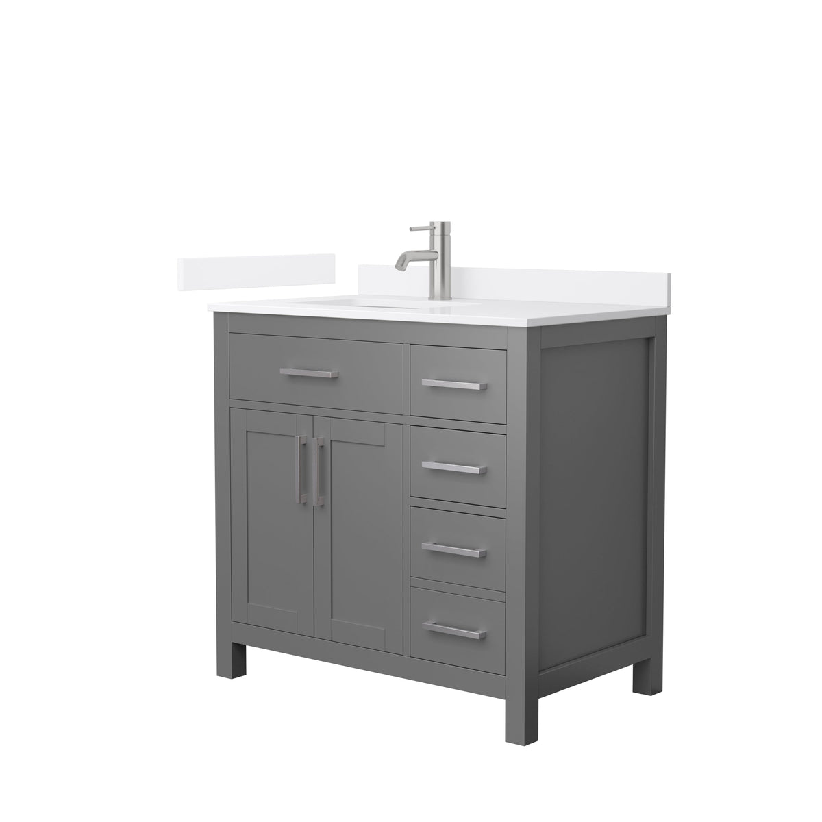 Wyndham Collection Beckett 36" Bathroom Vanity in Dark Gray with Cultured Marble Top