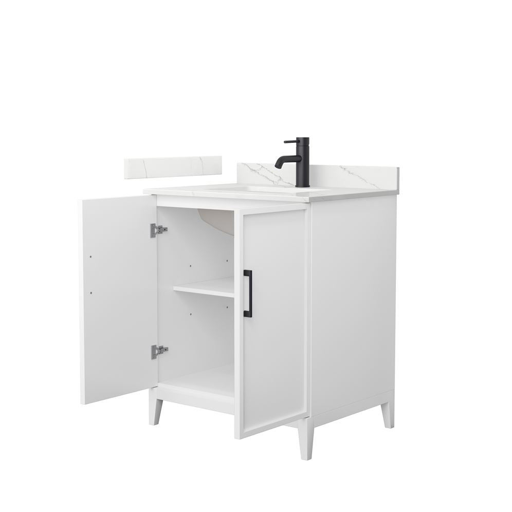 Wyndham Collection Elan 30" White Oak Bathroom Vanity with Quartz Top
