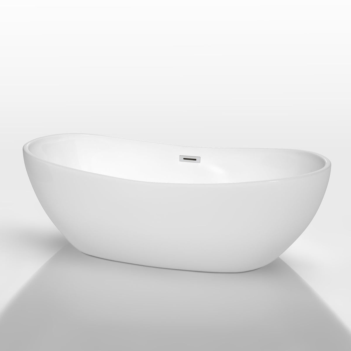 Wyndham Collection Rebecca 70 in. Acrylic Flatbottom Soaking Bathtub in White with Shiny White Trim