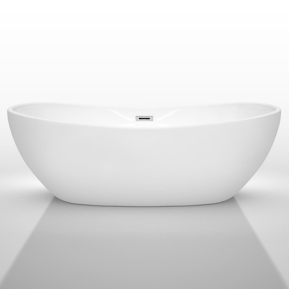 Wyndham Collection Rebecca 70 in. Acrylic Flatbottom Soaking Bathtub in White with Shiny White Trim