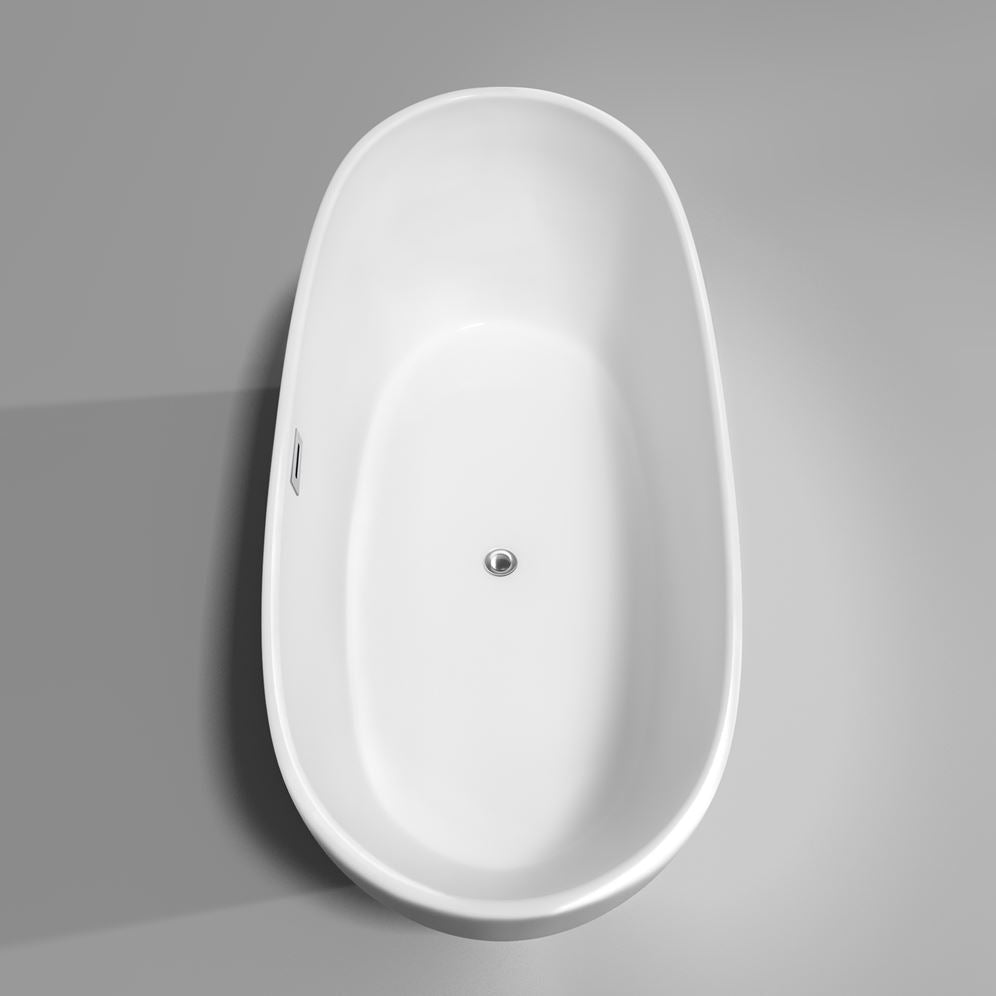 Wyndham Collection Rebecca 70 in. Acrylic Flatbottom Soaking Bathtub in White with Shiny White Trim