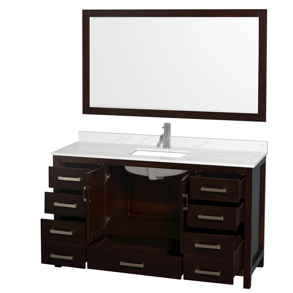 Wyndham Collection Sheffield 60-in Espresso Single Sink Bathroom Vanity with Ivory Natural Marble Top