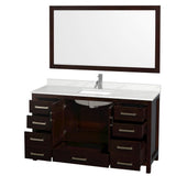 Wyndham Collection Sheffield 60-in Espresso Single Sink Bathroom Vanity with Ivory Natural Marble Top