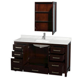 Wyndham Collection Sheffield 60-in Espresso Single Sink Bathroom Vanity with Ivory Natural Marble Top