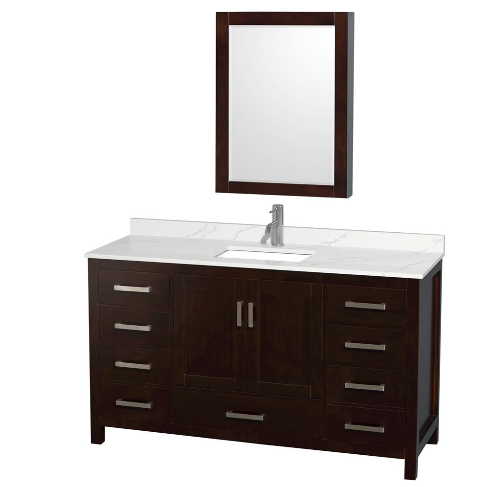 Wyndham Collection Sheffield 60-in Espresso Single Sink Bathroom Vanity with Ivory Natural Marble Top