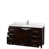 Wyndham Collection Sheffield 60-in Espresso Single Sink Bathroom Vanity with Ivory Natural Marble Top