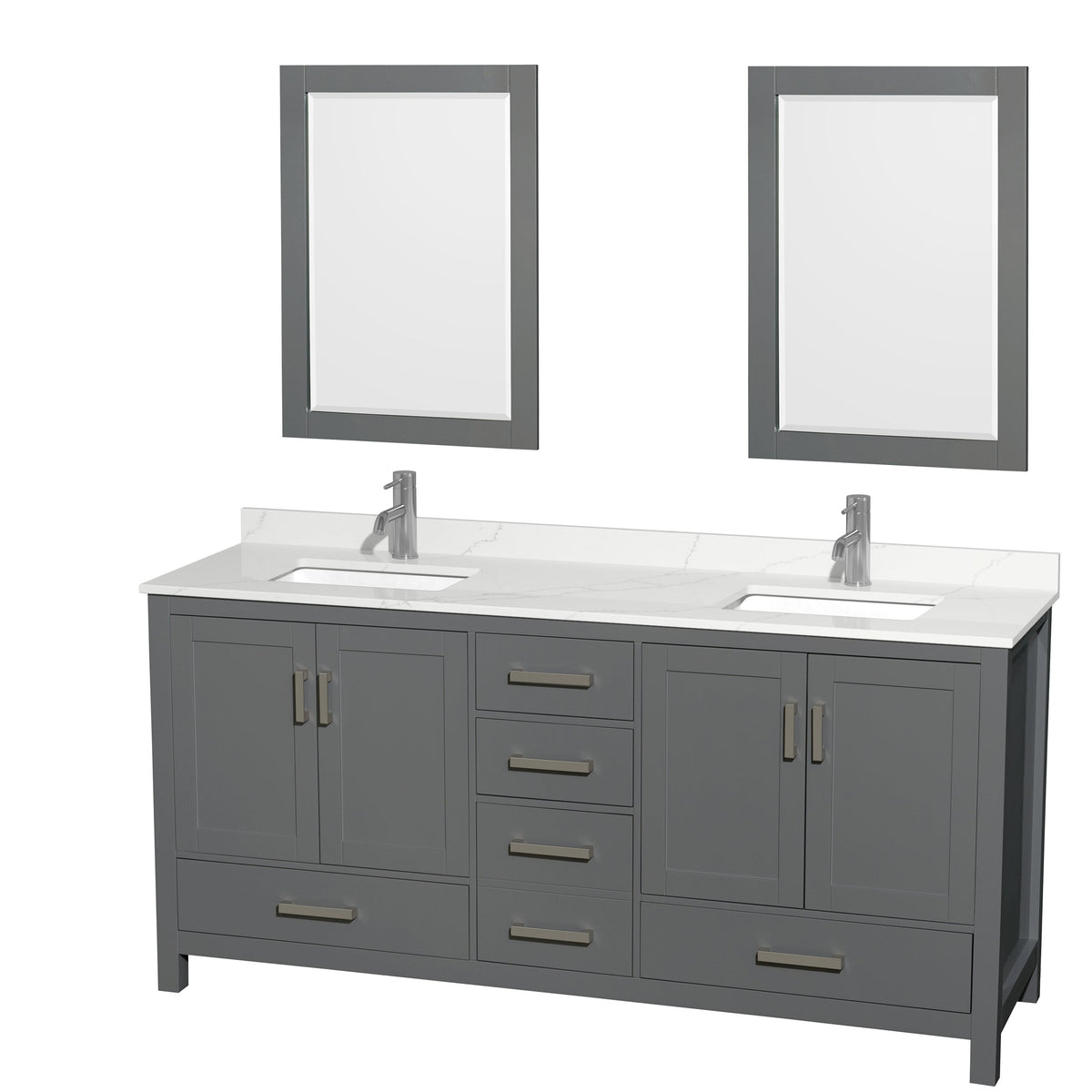 Wyndham Collection Sheffield 70.75-in Dark Gray Double Bathroom Vanity Cabinet with Mirrors