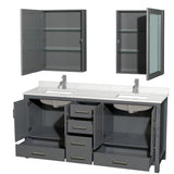 Wyndham Collection Sheffield 70.75-in Dark Gray Double Bathroom Vanity Cabinet with Mirrors
