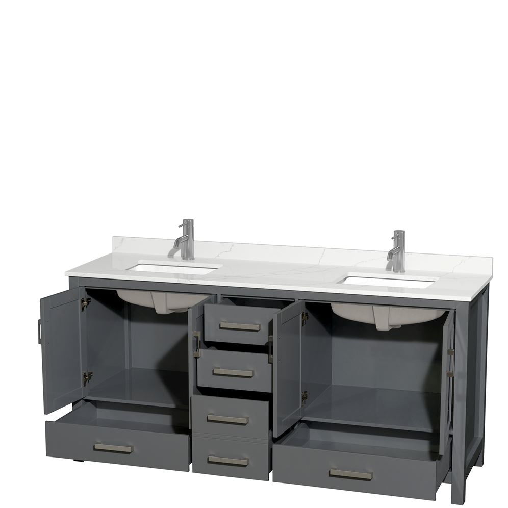 Wyndham Collection Sheffield 70.75-in Dark Gray Double Bathroom Vanity Cabinet with Mirrors