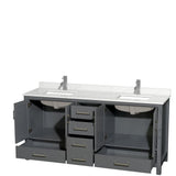 Wyndham Collection Sheffield 70.75-in Dark Gray Double Bathroom Vanity Cabinet with Mirrors