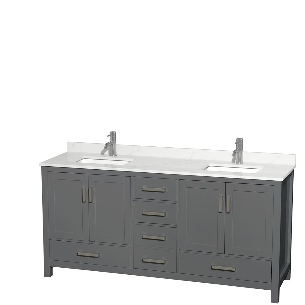 Wyndham Collection Sheffield 70.75-in Dark Gray Double Bathroom Vanity Cabinet with Mirrors
