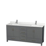 Wyndham Collection Sheffield 70.75-in Dark Gray Double Bathroom Vanity Cabinet with Mirrors