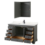 Wyndham Collection Deborah 60-in Dark Gray Single Sink Bathroom Vanity with White Carrara Natural Marble Top