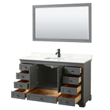 Wyndham Collection Deborah 60-in Dark Gray Single Sink Bathroom Vanity with White Carrara Natural Marble Top