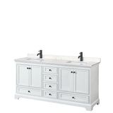 Wyndham Collection Deborah 72-in White Double Sink Bathroom Vanity with White Carrara Natural Marble Top