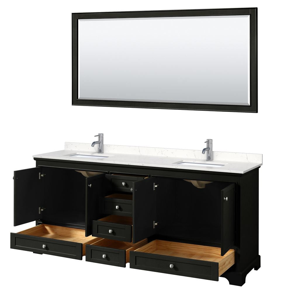 Wyndham Collection Deborah 80-in Dark Espresso Bathroom Vanity Cabinet with Mirrors