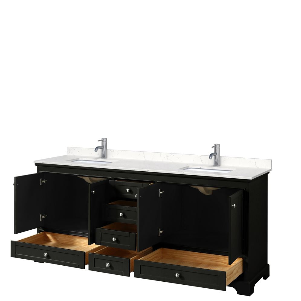 Wyndham Collection Deborah 80-in Dark Espresso Bathroom Vanity Cabinet with Mirrors
