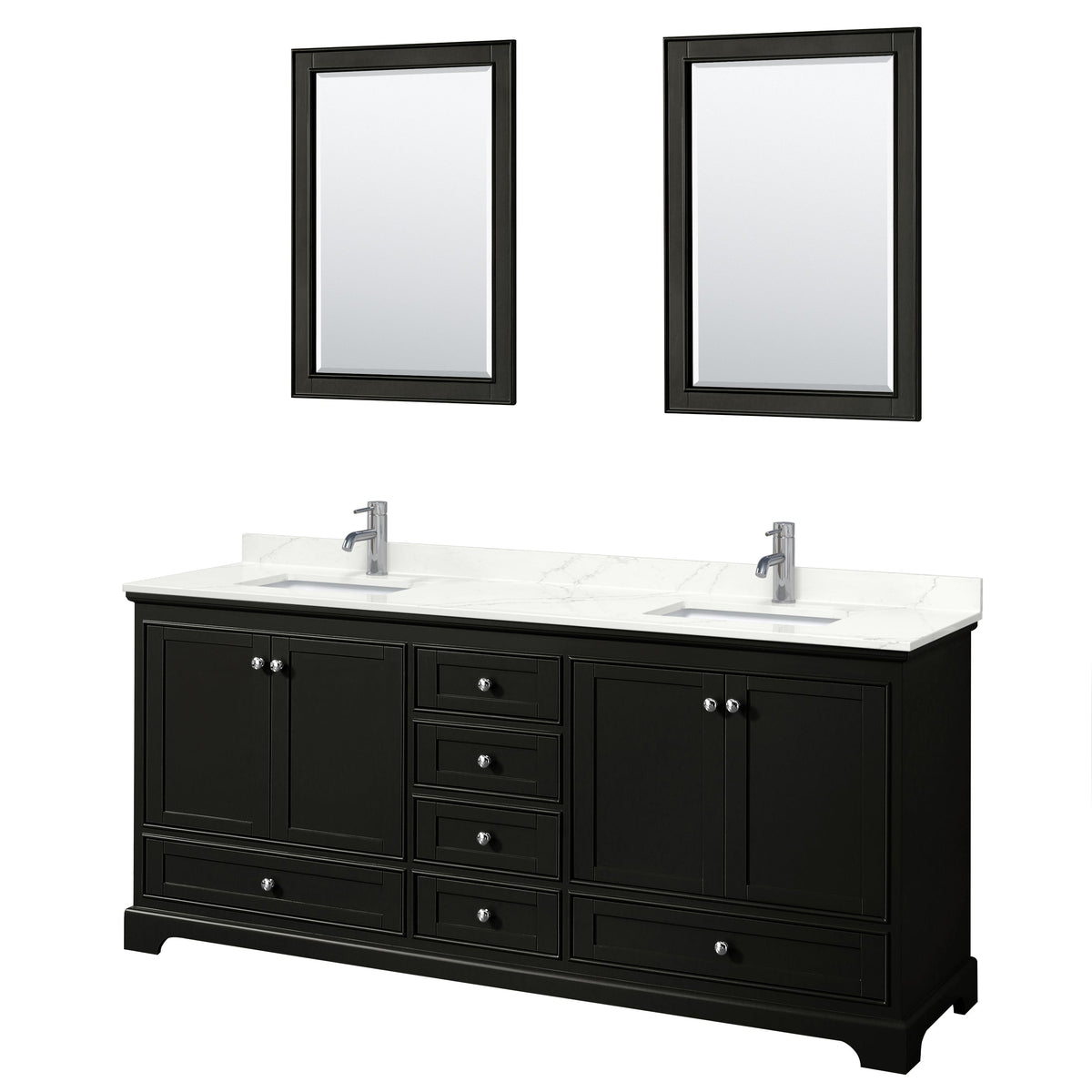 Wyndham Collection Deborah 80-in Dark Espresso Bathroom Vanity Cabinet with Mirrors