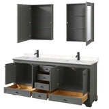 Wyndham Collection Deborah 80-in Dark Gray Double Sink Bathroom Vanity with White Carrara Natural Marble Top